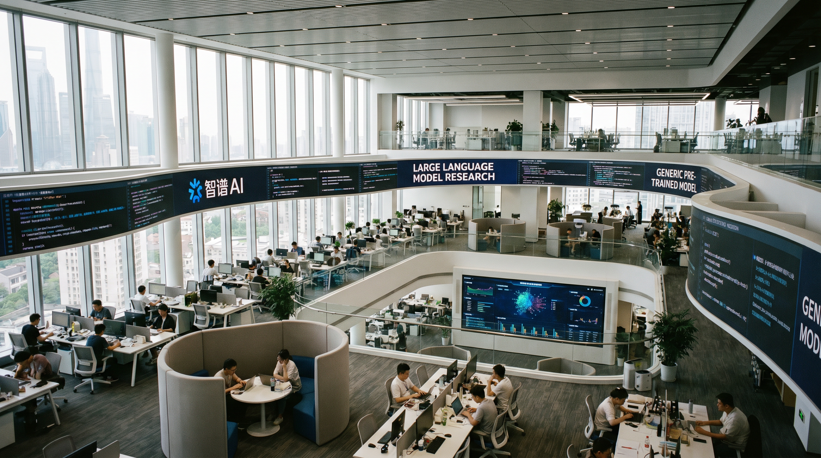 Moonshot AI's research facility in Beijing. The company employs over 400 researchers and engineers working on large language model development, with a particular focus on long-context processing capabilities.